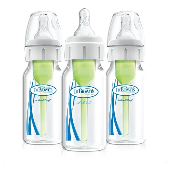 Dr Brown’s Natural Flow Anti-Colic Set of 3 Baby Bottles 4oz Brand New Box Green - Picture 2 of 16